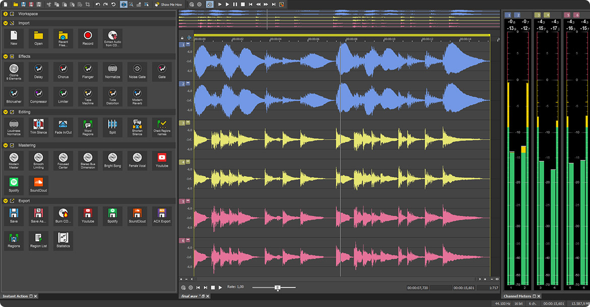 SOUND FORGE Audio Studio 17 – Основной экран