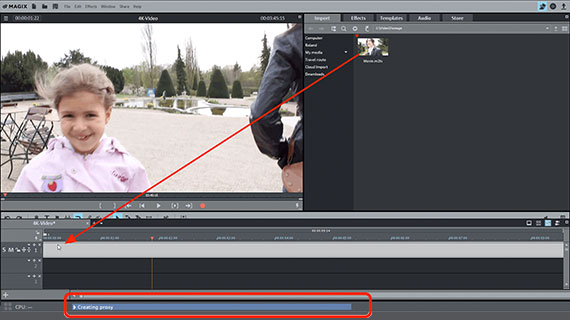 Importazione video 4K con file proxy