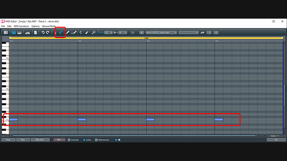 Notes in the MIDI editor