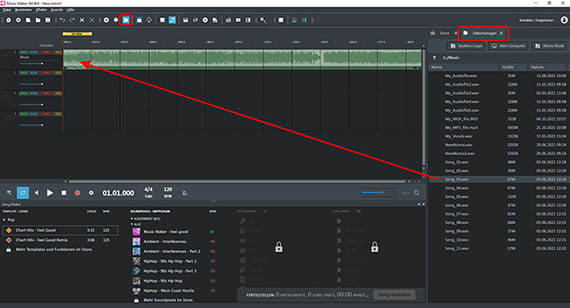 Song-Dateien aus dem Dateimanager laden