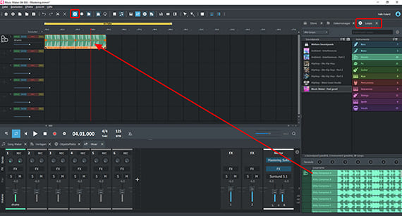 Soundpool-Loops auswählen und per Drag & Drop importieren