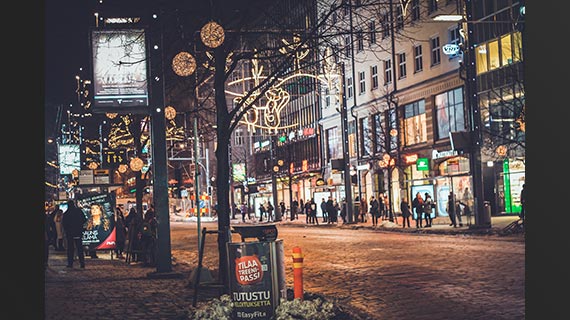 Streets with Christmas decorations