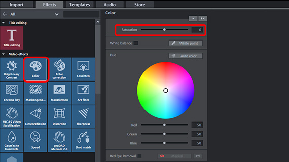 "Color" effect dialog