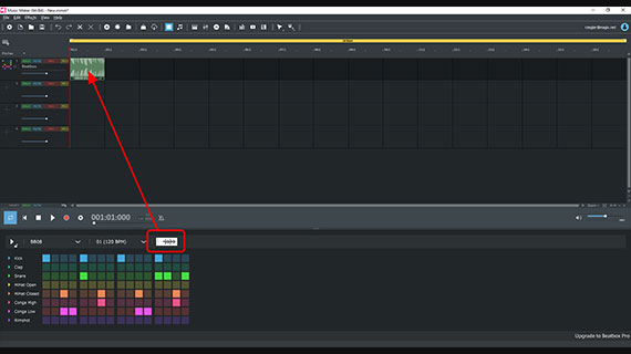 Convert beatbox pattern to audio object using drag & drop