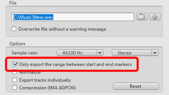 Exporting a sample as a WAV file