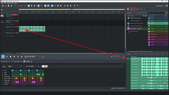 Load the first drum sample into track 2