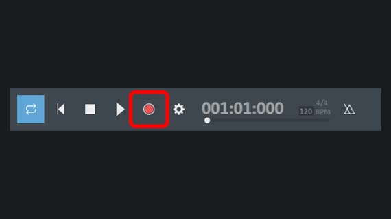 Start audio recording in the transport control