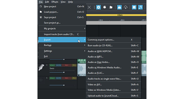 Export your own music in WAV or OGG format