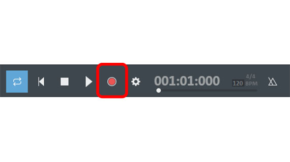 MIDI-Aufnahme in der Transportkontrolle starten