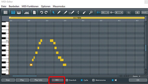 Neue Noten per MIDI-Aufnahme erzeugen