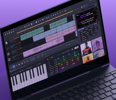 Geöffneter Laptop mit User Interace von Music Maker