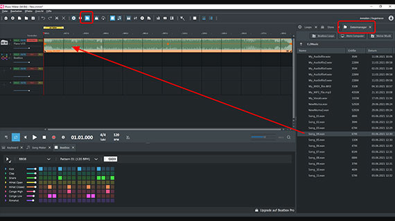 Audiodatei per Drag & Drop aus dem Dateimanager laden