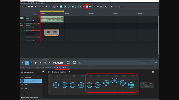 Equalizer auf ausgewähltes Audio-Objekt anwenden