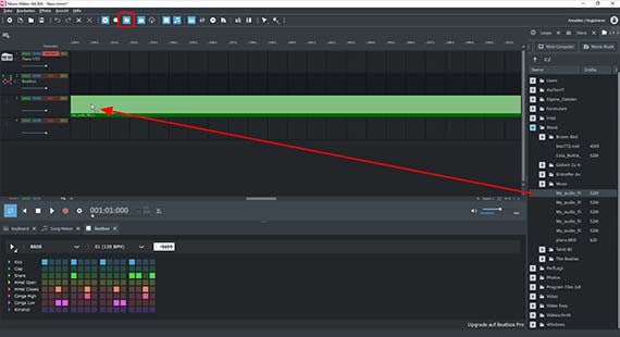 Audiodatei aus dem Dateimanager laden