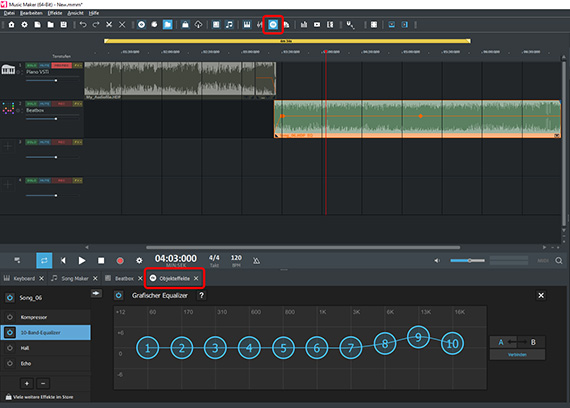 Equalizer auf ausgewähltes Audio-Objekt anwenden