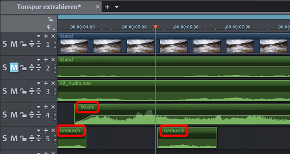 Tonspur extrahieren: mehrere Tonspuren