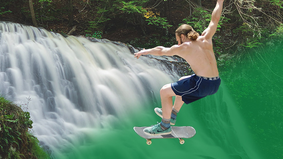 Représentation d'un skateur pour le montage sur un fond vert