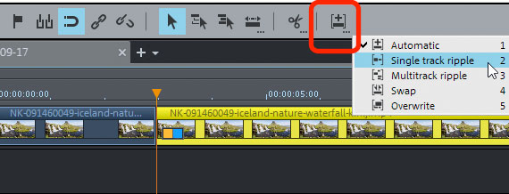 Menú Insertar para la edición de vídeo Insertar más material de vídeo en la posición del marcador de reproducción