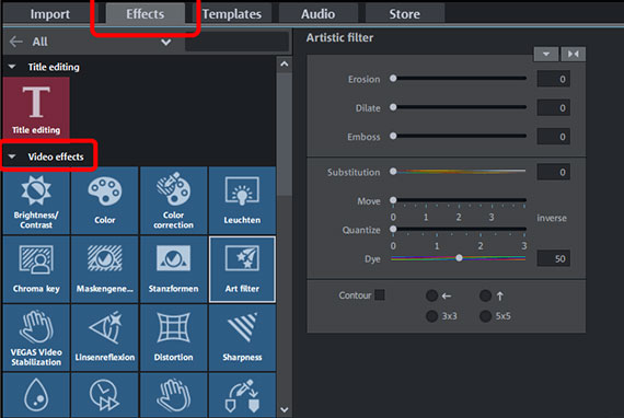 Diálogo de corrección de color en Video deluxe Abrir corrección de color