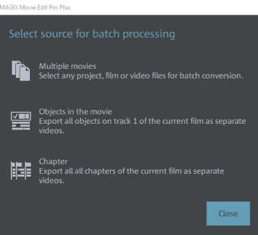 Movie Studio – Batch conversion