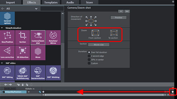 Déplacement de la keyframe de fin vers le début